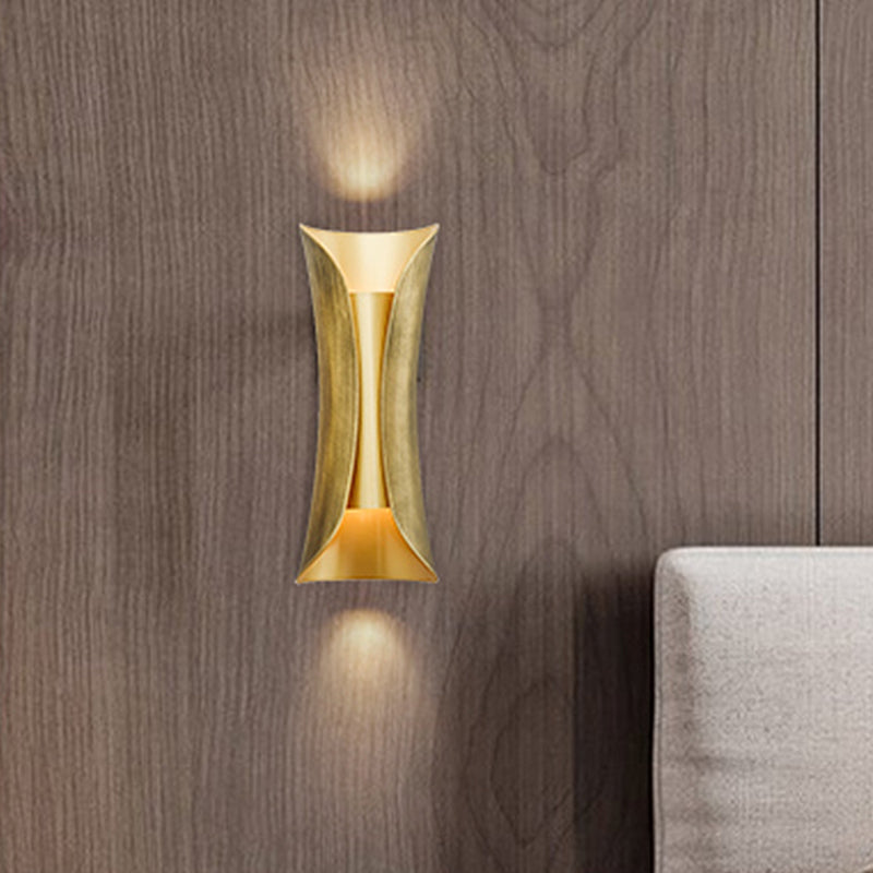 Modern Gold Curved Led Sconce Light - 2 Head Metal Wall Fixture For Living Room