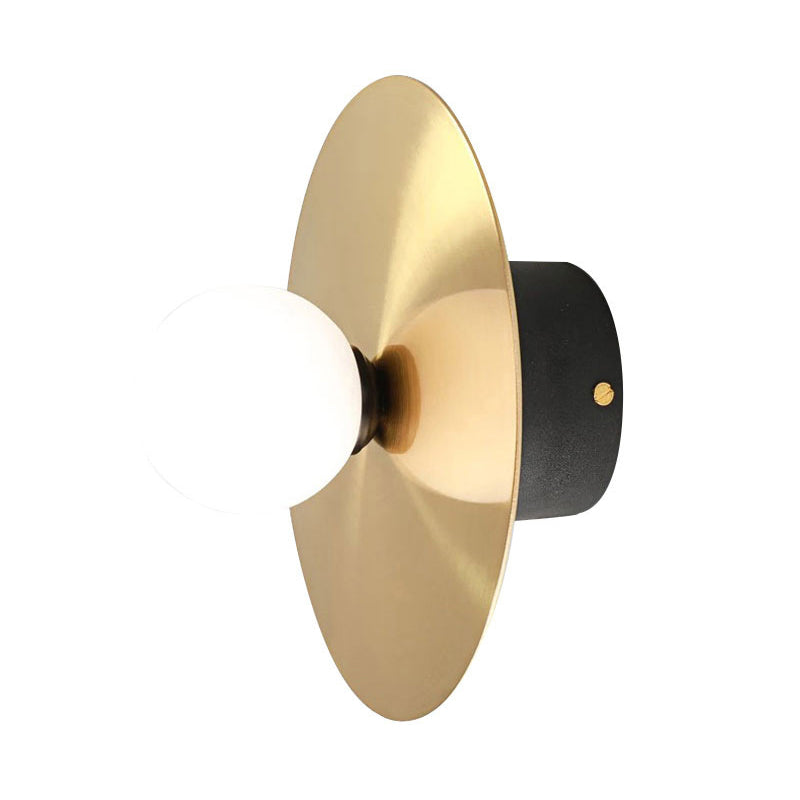 Modern Gold Led Wall Light Sconce With White Glass Shade - Bathroom Lamp