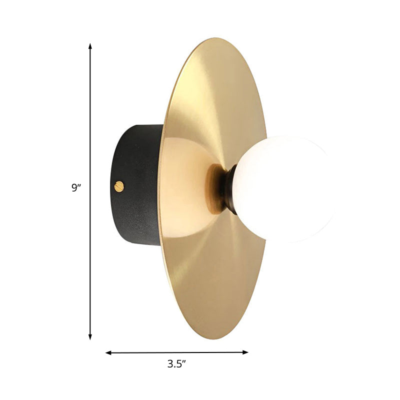 Modern Gold Led Wall Light Sconce With White Glass Shade - Bathroom Lamp