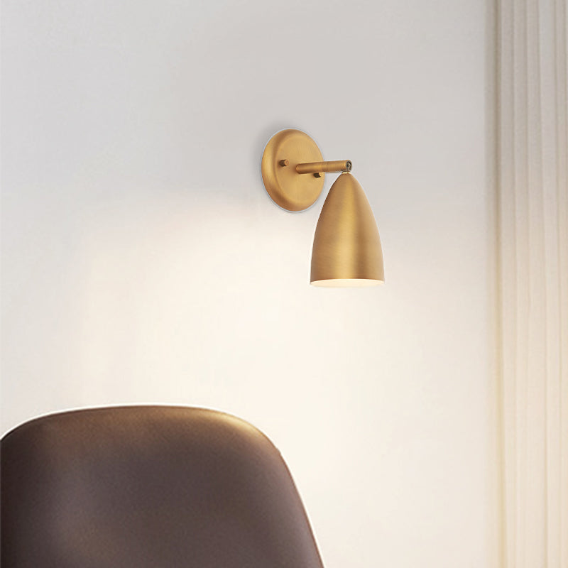Contemporary Brass Bedroom Sconce - Elongated Dome Wall Mount Lamp