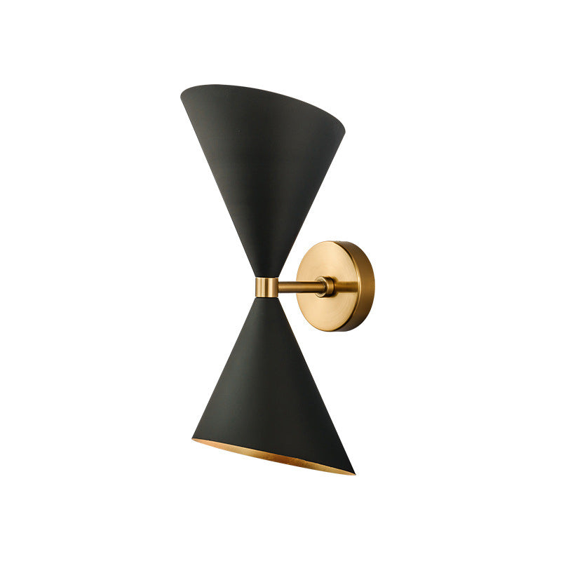 Modern Double Cone-Shaped Wall Lamp - 2 Lights Black Mounted Lighting For Hallway