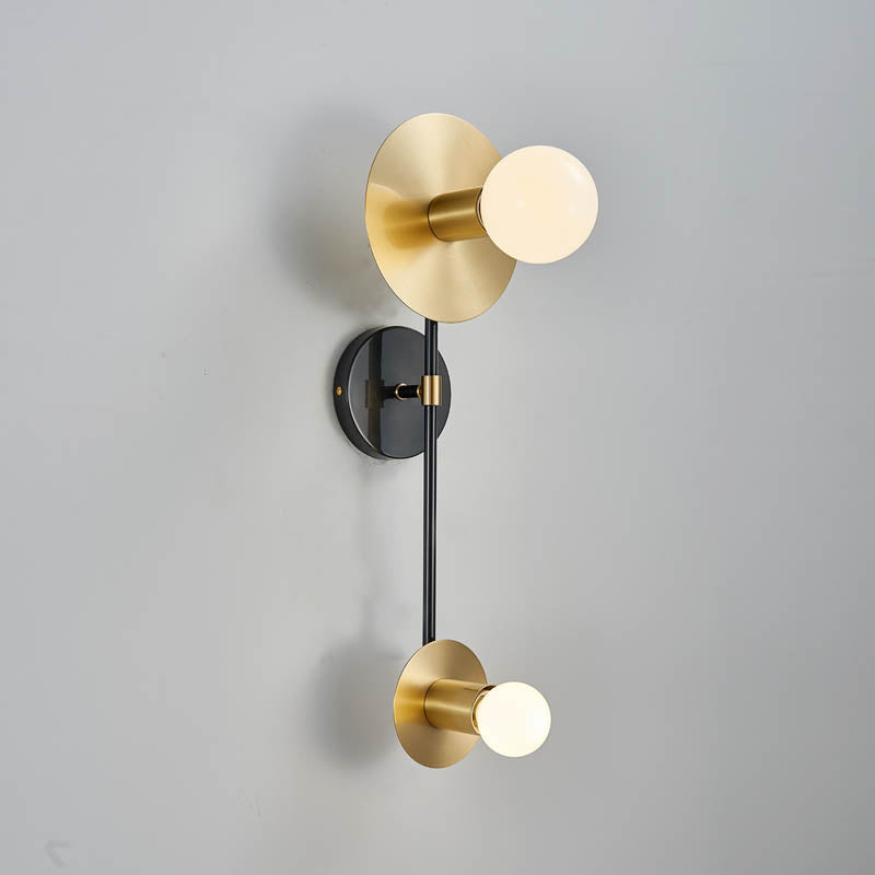 Modern Gold Wall Sconce With Opal Glass Shade - 2 Lights Bulb Lamp