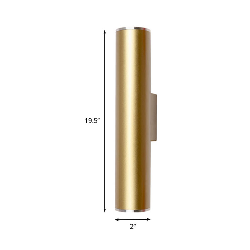 Gold Tube Wall Mounted Led Flush Mount Sconce For Corridor - Simple 1 Bulb Metal Light 12/19.5 H