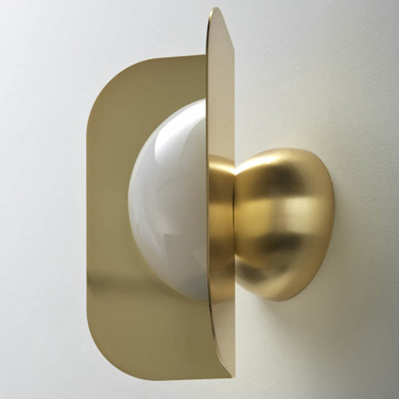 Modern Gold Led Bedroom Sconce Light With Curved Metal Shade