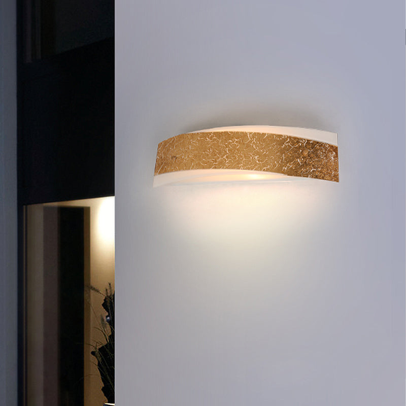 Modern Gold Curved Led Wall Lamp With 2 Lights For Living Room - Metal Mount Lighting
