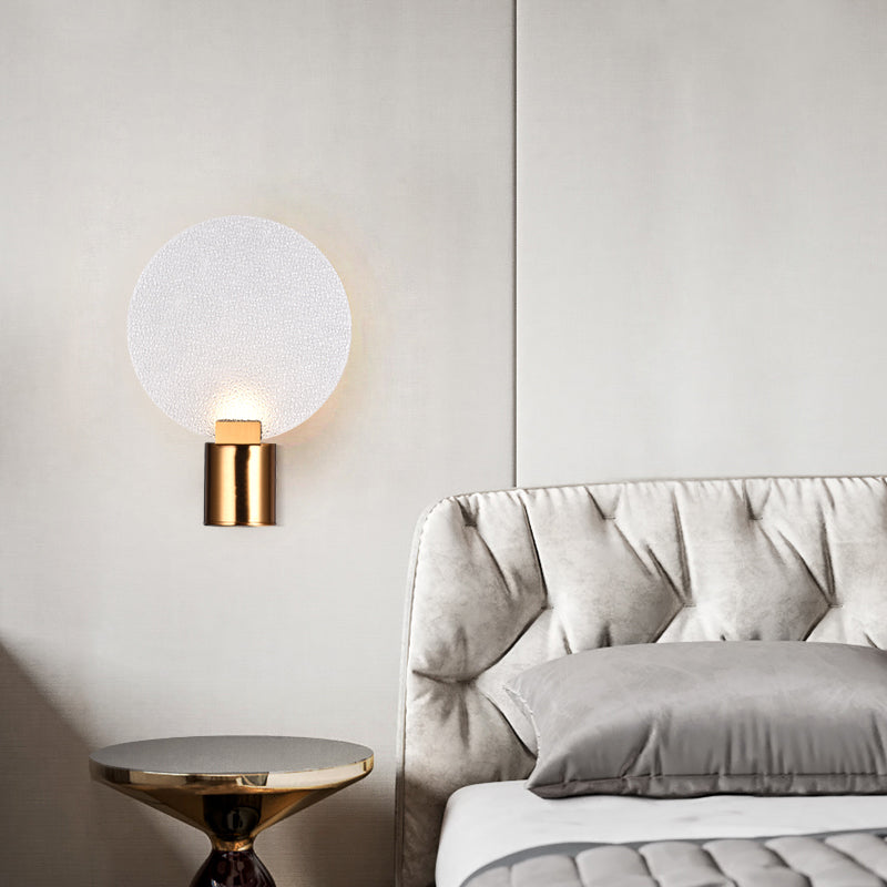 Contemporary Led Wall Mounted Lamp - Gold Round Design With Bubble Glass Shade
