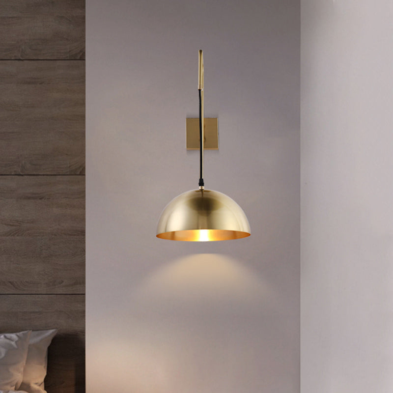 Brass Modernist Dome Sconce - Stylish 1-Bulb Wall Mounted Light Fixture For Bedroom