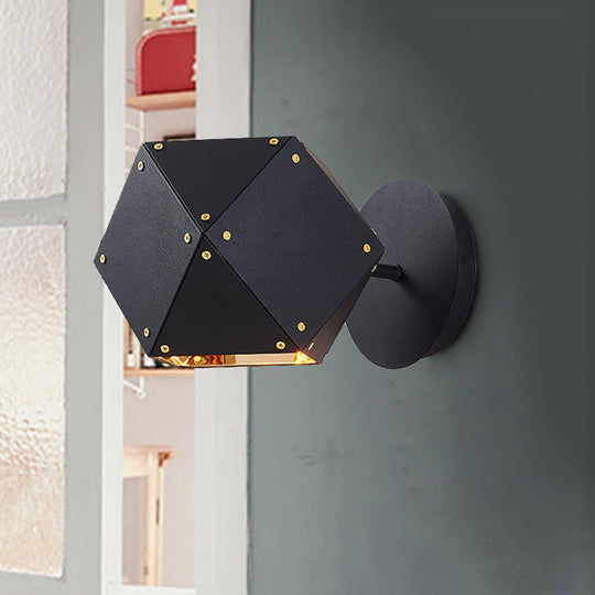 Modern Metal Geometric Wall Light Sconce - Black 1-Light Fixture For Dining Room