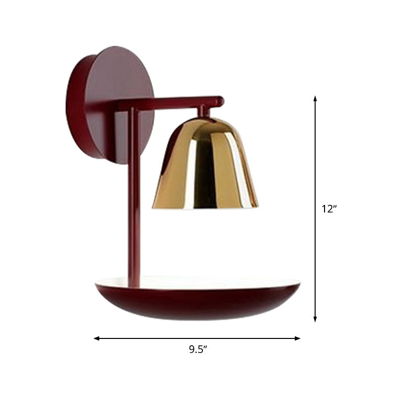 Modern Red Dome Wall Sconce Lighting Fixture - Metal 1-Head For Bedroom