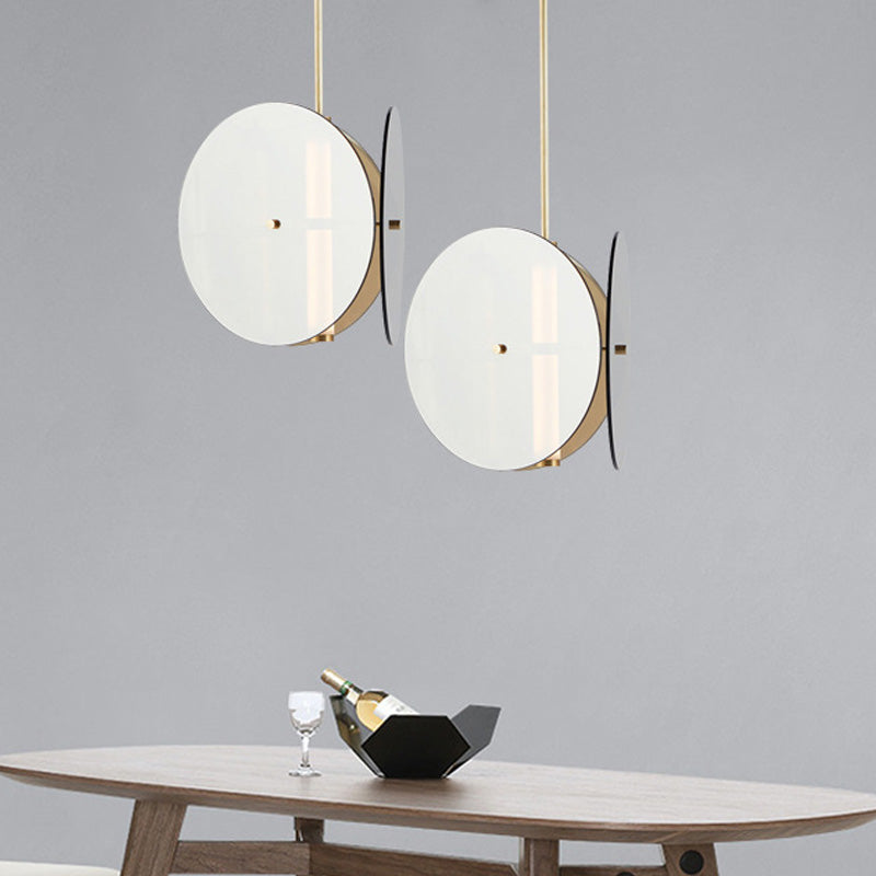Modern Gold LED Pendant Light with Amber Glass Shade for Dining Room