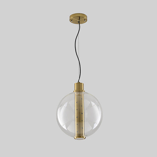 Minimalist Gold Led Glass Pendant Light For Bedroom - Globe Lighting