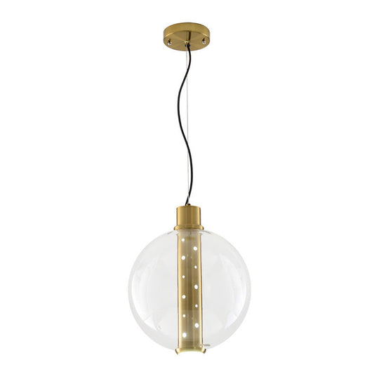 Globe Clear Glass Pendant Light - Minimalist Gold LED Lamp for Bedroom