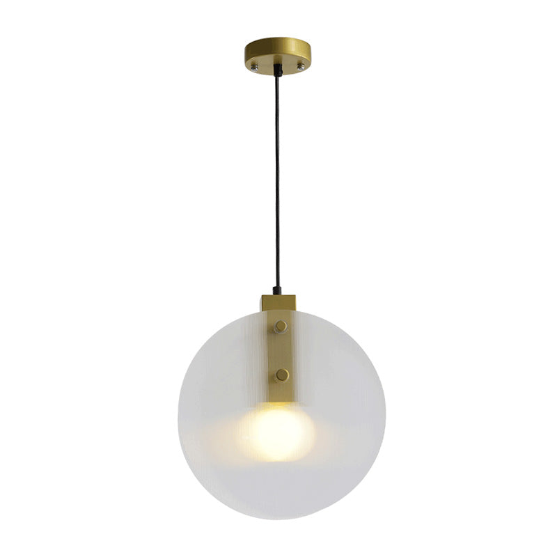 Modern Gold Orb Pendant Lamp with Clear Glass Suspension – Ideal for Dining Room Lighting