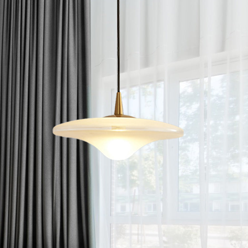 Contemporary Flare Hanging Lamp - White Glass - Pendant with 1 Bulb - Restaurant Down Lighting