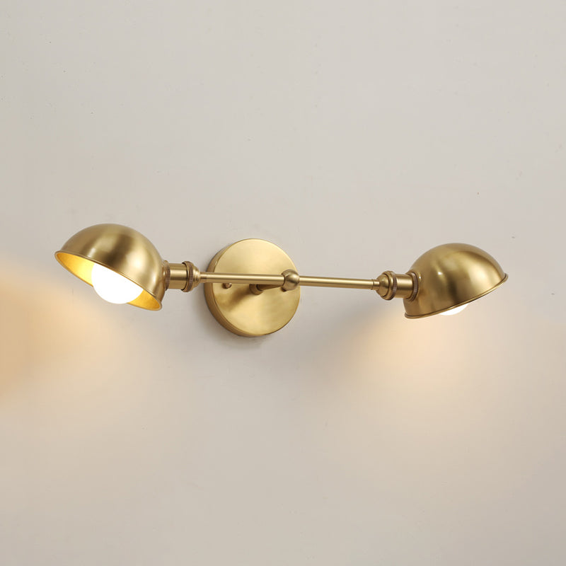 Modern Brass Bowl Wall Light Fixture With 2 Heads - Bedroom Sconce Lighting