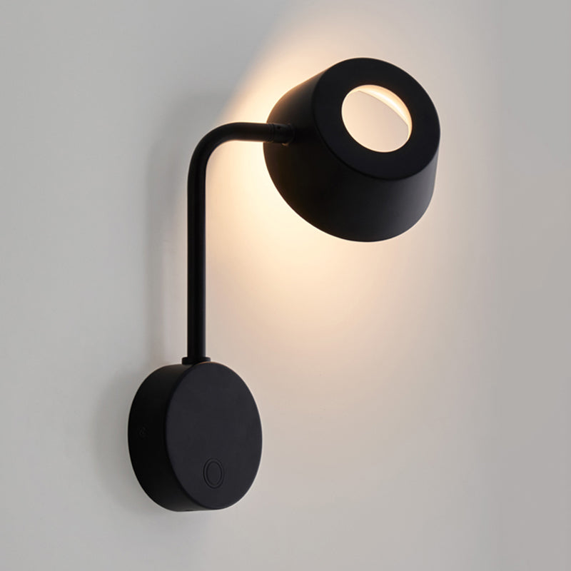 Tapered Led Wall Mount Sconce In Contemporary Black Metal For Bedroom
