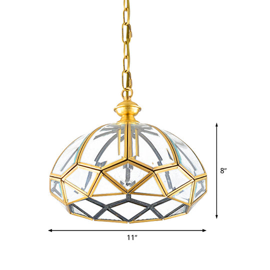 Modern Gold Multifaceted Drop Pendant Lamp - Clear Glass Ceiling Light For Dining Room
