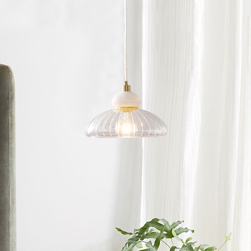 Modern 1-Bulb Dome Pendant with Clear Glass Shade