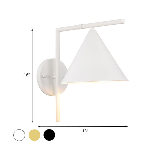 Contemporary Conical Wall Sconce Light For Bedroom - Metal 1 Head Black/White/Gold