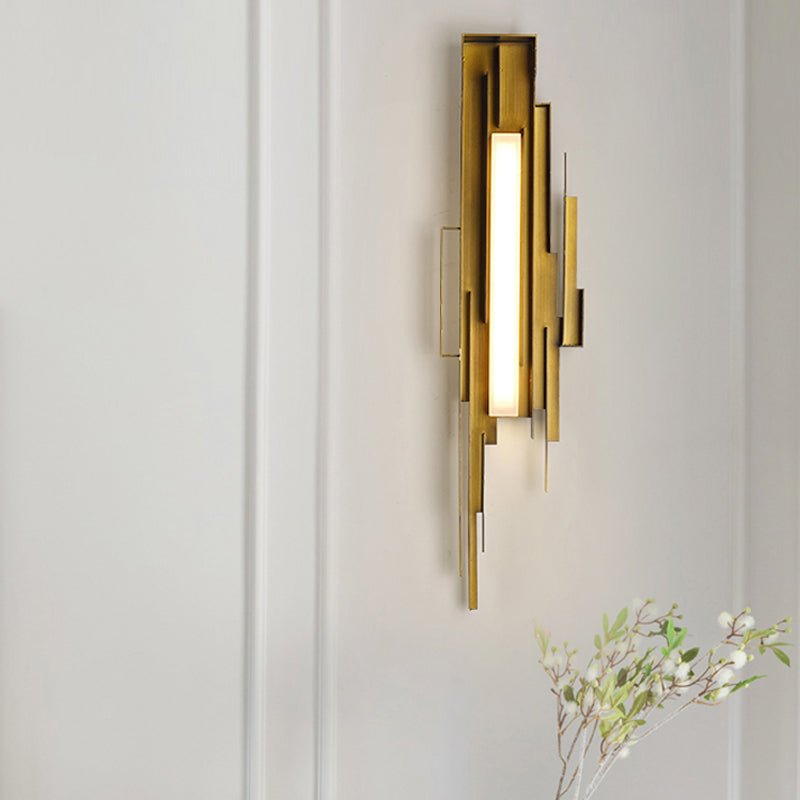 Metal Geometric Wall Mount Led Gold Sconce For Living Room Lighting