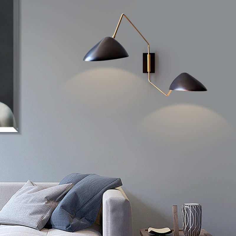 Minimalist Metal Led Wall Light With Swing Arm - Perfect For Living Room Black
