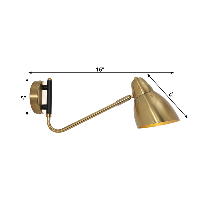 Contemporary Gold Wall Sconce With Dome Metal Shade For Bedroom Lighting