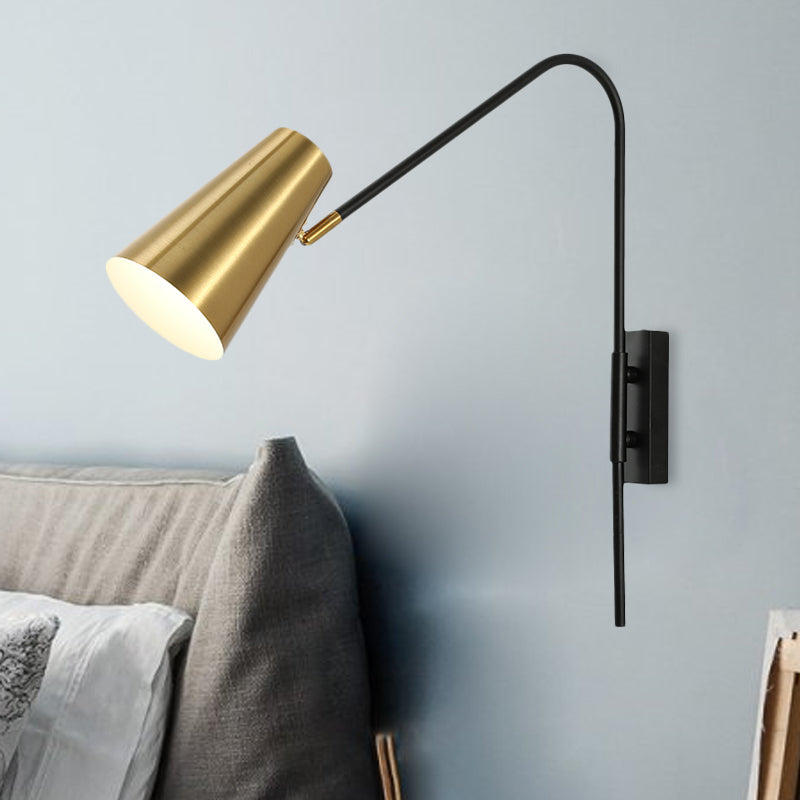 Modern Brass Cone Wall Mount Sconce Light Fixture For Living Room