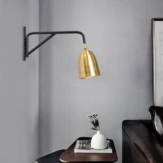 Modernist Gold Dome Wall Lamp - 1 Light Mounted Lighting For Living Room