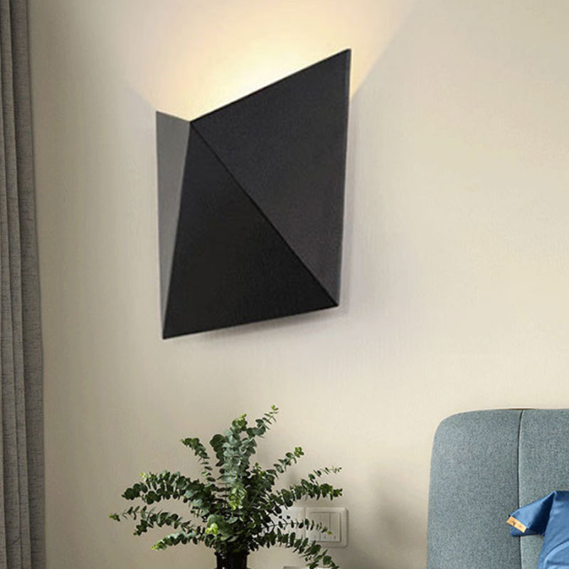 Modern Geometric Metal Wall Sconce Light With Led Black Finish Warm/White Lighting