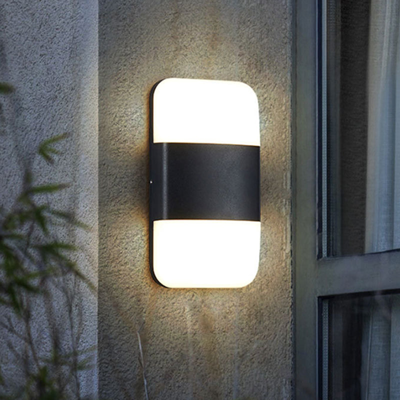 Modern Black Led Wall Sconce Light: Rectangular Metal Fixture Warm/White Glow