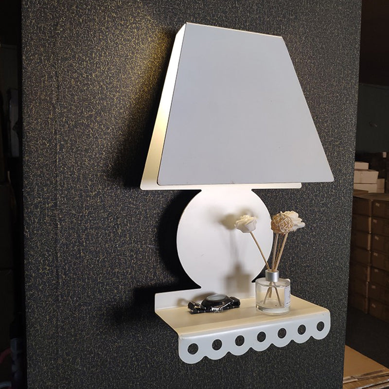 Modern Metal Trapezoid Wall Sconce Light For Bedroom - White Lighting Fixture