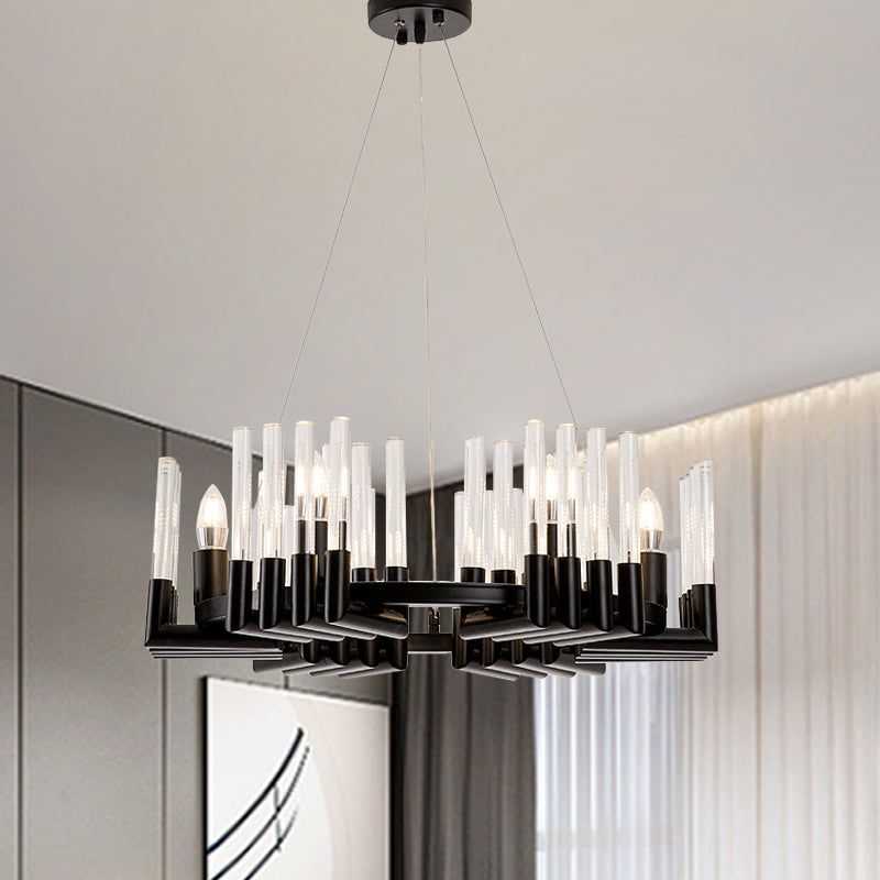 Contemporary Black Iron Chandelier - 6/8 Lights Crystal Tube Ceiling Light Fixture 6 /