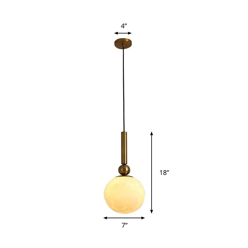 Simple Gold LED Bedroom Pendant Lamp with Frosted Glass Shade