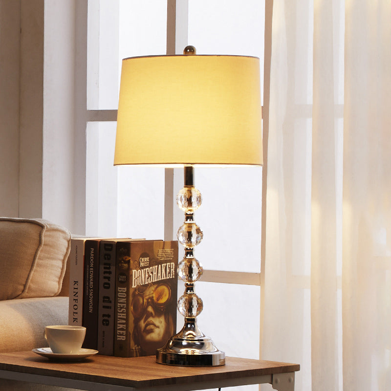 Drum Night Light Table Lamp In White/Brown/Blue With Crystal Ball For Living Room White