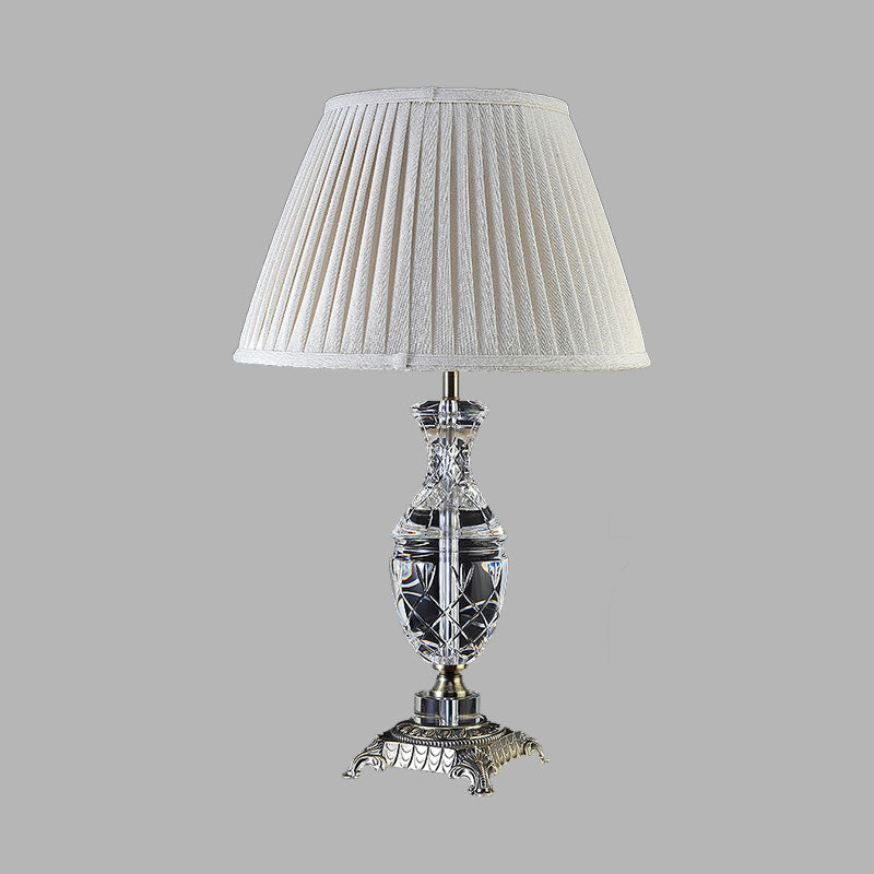 Rustic Beige Nightstand Lamp - Single Light Urn-Shaped For Living Room