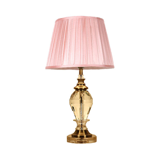 Traditional Style Crystal Nightstand Table Lamp In Pink/Blue/Beige For Living Room Pink