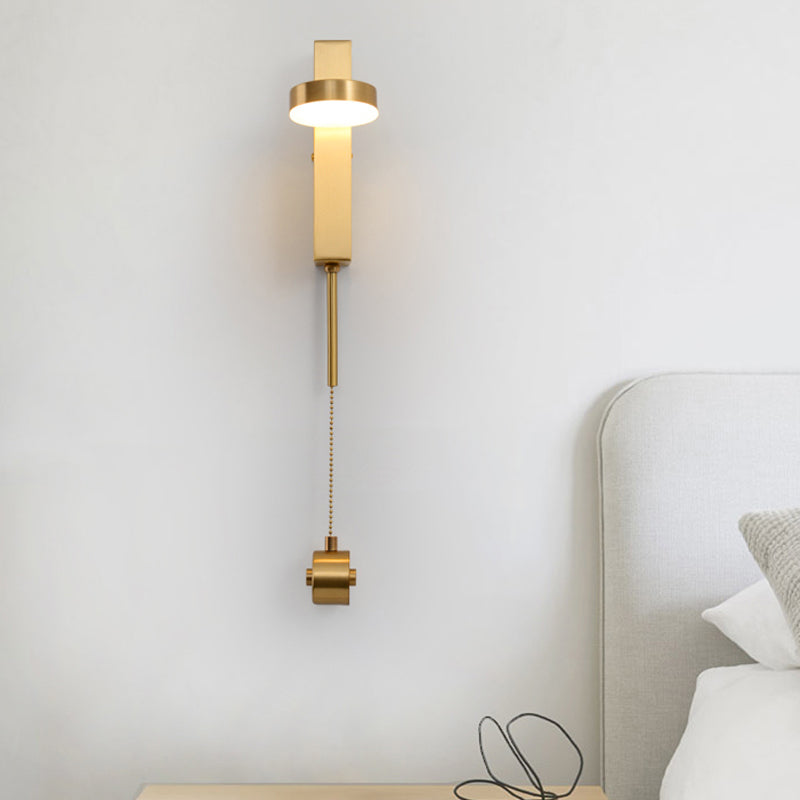 Modern Metal Wall Sconce: 1-Bulb Brass Led Lighting In Warm/White Light