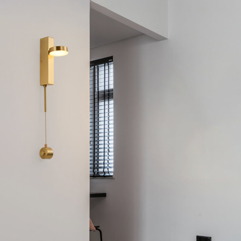 Modern Metal Wall Sconce: 1-Bulb Brass Led Lighting In Warm/White Light