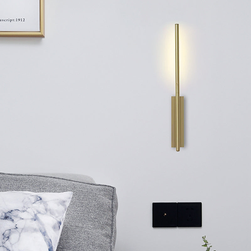 Contemporary Metal Linear Wall Sconce Lighting - Elegant Gold Led Fixture For Bedroom