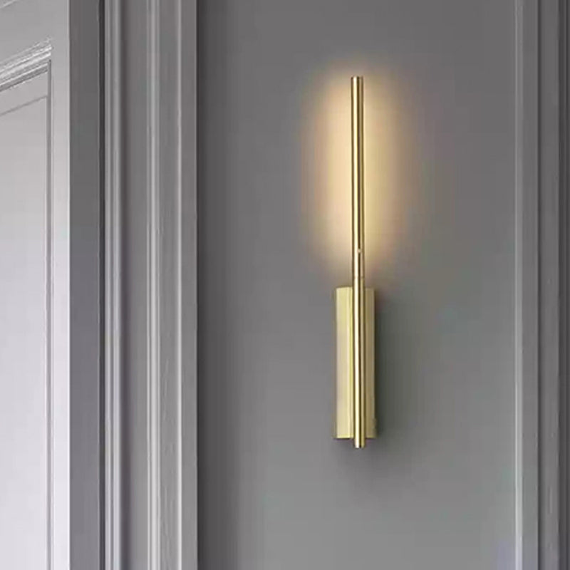 Contemporary Metal Linear Wall Sconce Lighting - Elegant Gold Led Fixture For Bedroom