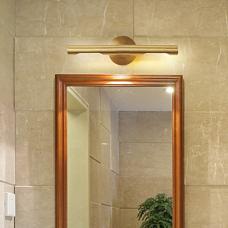 Gold 2-Head Tube Vanity Light | Simple Metal Bathroom Wall Sconce
