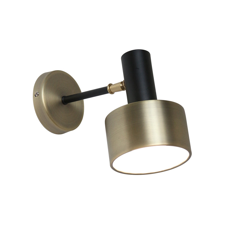 Modern Black And Gold Cylinder Sconce: Metal Wall Lighting Fixture For Living Room
