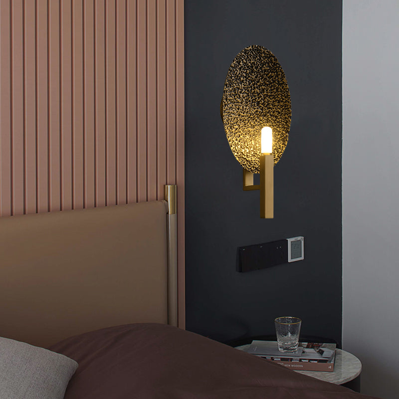 Brass Oval Metal Led Wall Sconce: Stylish Bedroom Lamp