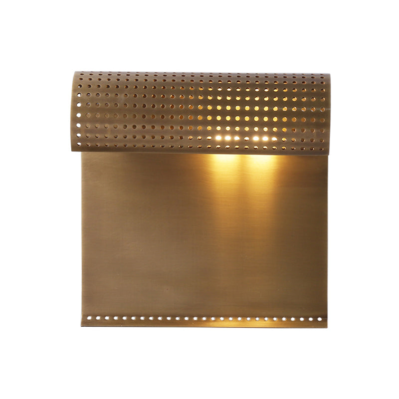 Sleek Brass Wall Sconce: Scrolled Design Mounted 1-Bulb Ideal For Bedroom Lighting