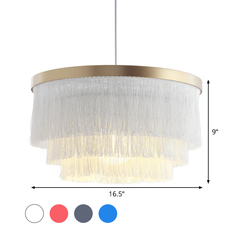 Modern 3-Layer Pendant Lamp In Grey/White/Blue - Bedroom Lighting Fixture