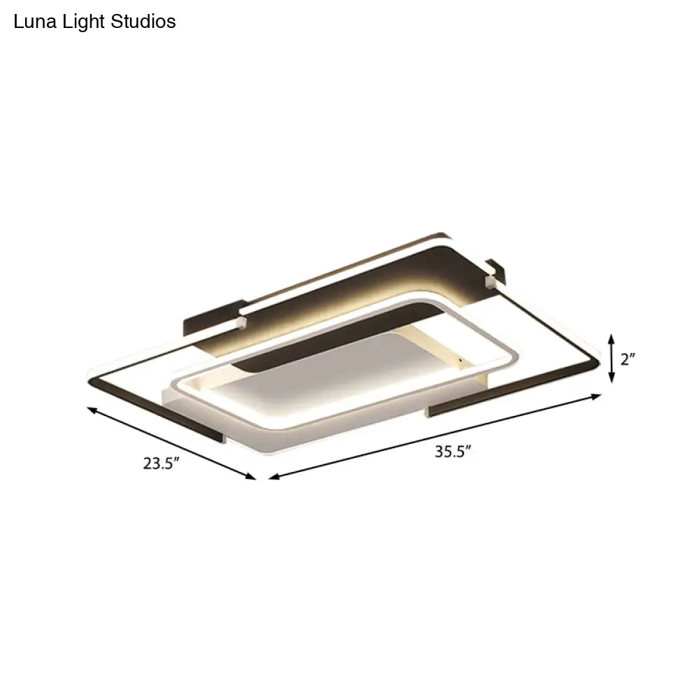 35.5’/43’ Rectangular Flush Mount Ceiling Light For Modern & Unique Bedroom - Warm/White
