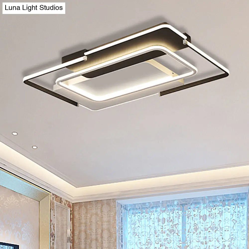 35.5/43 Rectangular Flush Mount Ceiling Light For Modern & Unique Bedroom - Warm/White