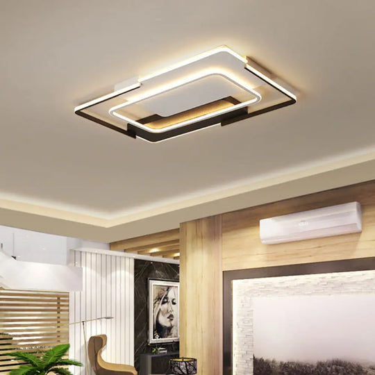 35.5’/43’ Rectangular Flush Mount Ceiling Light For Modern & Unique Bedroom - Warm/White 43’ / White