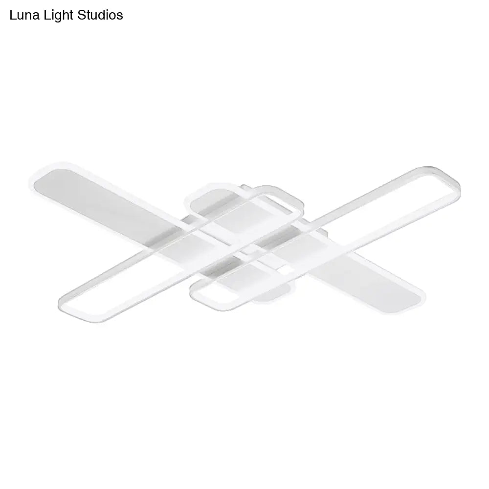 35.5’/43’ W Cross Rectangle Flushmount Led Flush Light Fixture - Minimal Acrylic White/Black/Gold