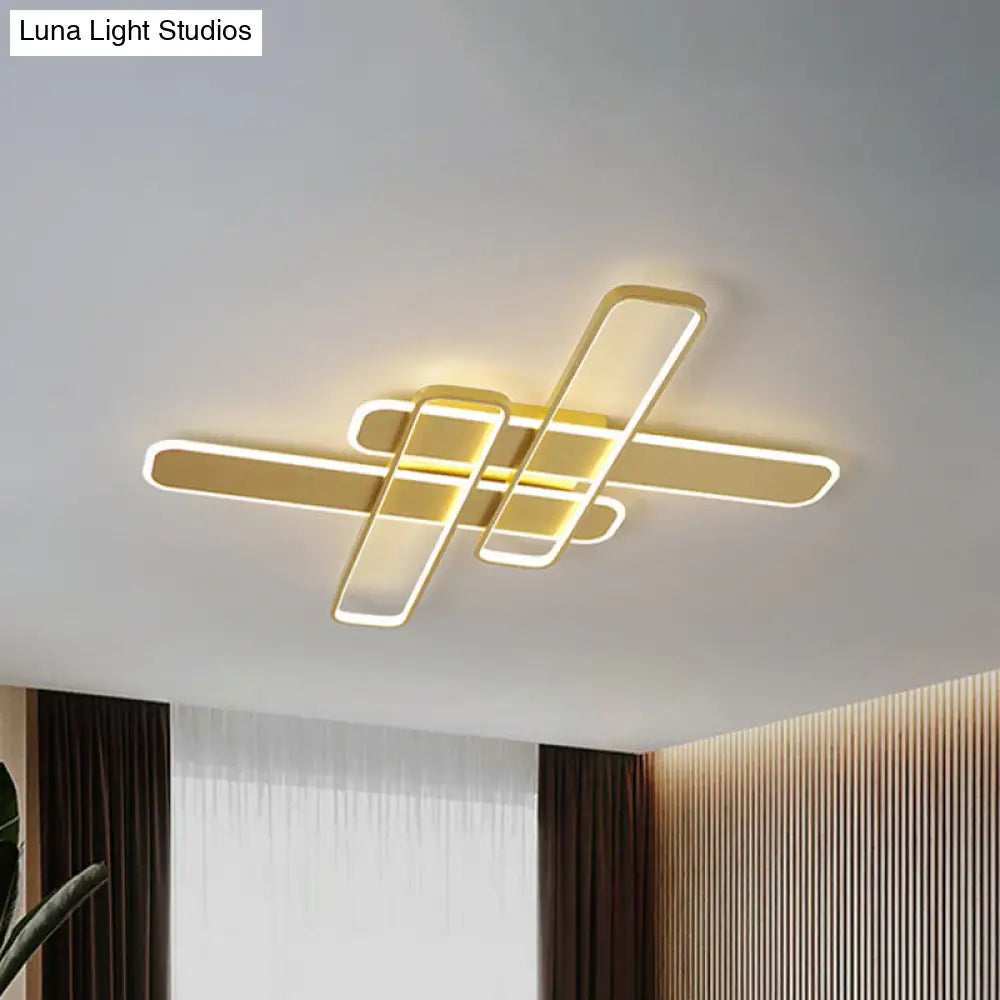 35.5/43 W Cross Rectangle Flushmount Led Flush Light Fixture - Minimal Acrylic White/Black/Gold